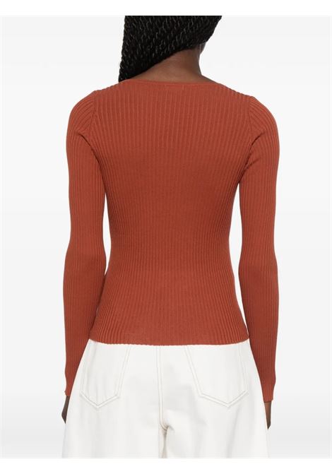 maglia serafino donna mattone ROBERTO COLLINA | 261FXA0821555